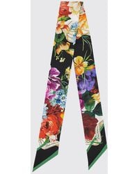 Dolce & Gabbana - Dolce &Amp Gabbana Floral Print Silk Twill Bandeau Scarf With Logo - Lyst