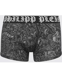 Philipp Plein - Stretch Cotton Blend Boxer Shorts With Tattoo Print - Lyst