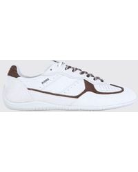 Alohas - Two-Tone Leather And Suede Sneakers With Printed Logo - Lyst