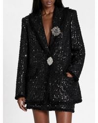 Philipp Plein - Short Tweed Blazer With Sequin Embroidery And Jewel Button - Lyst
