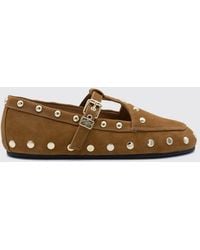 Ganni - Suede Mary Jane Loafers With Studs And Butterfly Logo - Lyst