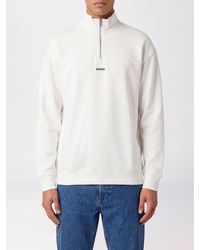 HUGO - Cotton High-Neck Half-Zip Sweatshirt With Contrast Logo - Lyst