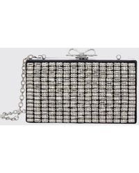 Self-Portrait - Satin Mini Handbag With Crystals And Removable Shoulder Strap - Lyst