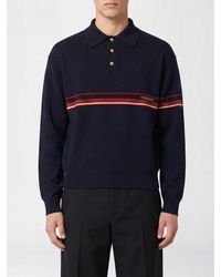 Versace - Long-Sleeved Knitted Cotton Polo Shirt With Contrast Logo - Lyst