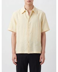 Séfr - Short-Sleeved Linen And Cotton Blend Bowling Shirt With French Collar - Lyst