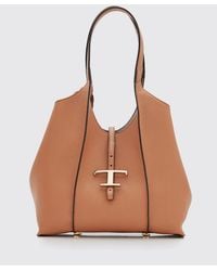Tod's - T Timeless Grained Calfskin Shoulder Bag With Double Handle - Lyst