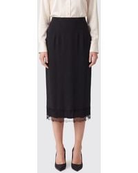 Ermanno Scervino - High-Waisted Silk Midi Pencil Skirt With Lace Inserts - Lyst