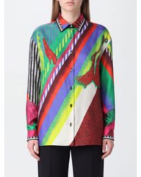 Versace - Camisa De Pura Seda Con Estampado Abstracto Y Cuello De Solapa - Lyst