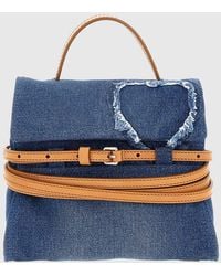 Moschino - Tie Me Cotton Denim And Leather Bag - Lyst