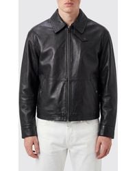 Paolo Pecora - Leather Jacket With Classic Collar And Zip Closure - Lyst