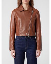 Sportmax - Short Leather Jacket With Fringes And Asymmetrical Zip - Lyst