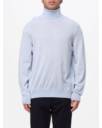 BOSS - Virgin Wool Turtleneck Jumper With Ribbed Trims - Lyst