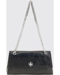 Tory Burch - Kira Nappa Leather Shoulder Bag With Double T Logo And Chain Strap - Lyst