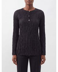 P.A.R.O.S.H. - Crinkled-Effect Long-Sleeved Silk Top P.A.R.O.S.H. With Slim Fit - Lyst