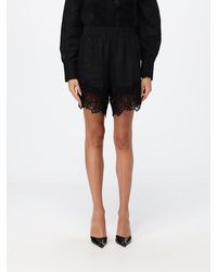 Ermanno Scervino - High-Waisted Linen Shorts With Lace Inserts - Lyst