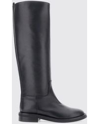 Via Roma 15 - Smooth Leather Knee-High Boots With Low Heel And Rubber Sole - Lyst