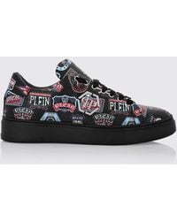 Philipp Plein - Low-Top Calfskin Sneakers With Graphic Print - Lyst