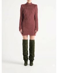 Balmain - Sequined And Fringed Mock-Neck Mini Sheath Dress - Lyst