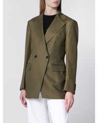 Tagliatore - Double-Breasted Linen Blazer With Lapel Collar - Lyst