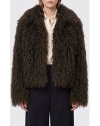 Tagliatore - Cropped Faux Fur Jacket With Shawl Collar - Lyst