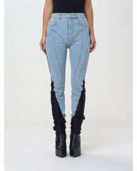 Mugler - Jeans in denim e tessuto stretch - Lyst