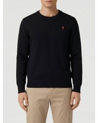 Ami Paris - Wool Crew Neck Jumper With Logo - Lyst