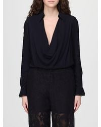Elisabetta Franchi - Viscose Georgette Blouse Bodysuit - Lyst