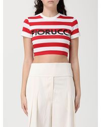 Fiorucci - Striped Cotton Cropped Fit T-Shirt With Logo - Lyst