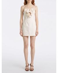 Magda Butrym - Cotton Sheath Mini Dress With Cut-Out Detail And Flower Appliqué - Lyst