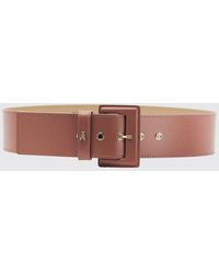 Patrizia Pepe - Smooth Leather Belt With Fly Logo Buckle - Lyst