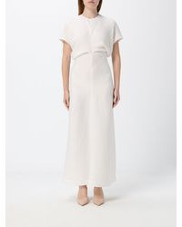 TOTEME - Draped Viscose Sheath Midi Dress With Short Sleeves - Lyst