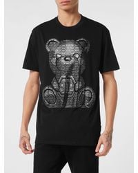 Philipp Plein - Cotton T-Shirt With Teddy Bear Print And Hexagon Logo - Lyst