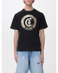 Just Cavalli - Cotton T-Shirt With Laminated Logo - Lyst