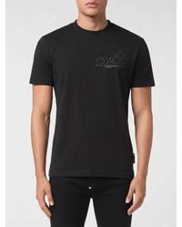 Philipp Plein - Cotton Jersey T-Shirt With Logo And Rhinestones - Lyst