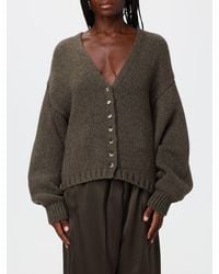 KHAITE - Deep V-Neck Pure Cashmere Cardigan - Lyst