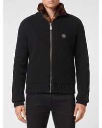 Philipp Plein - Shearling Wool Cardigan - Lyst
