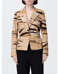 Elisabetta Franchi - Tiger Print Drill Blazer - Lyst