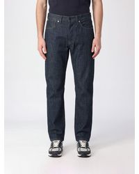 Stone Island - Straight Fit Cotton Denim Jeans With Rear Compass Logo - Lyst