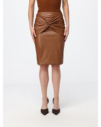 Elisabetta Franchi - Draped Synthetic Leather Midi Pencil Skirt With Slim Fit - Lyst