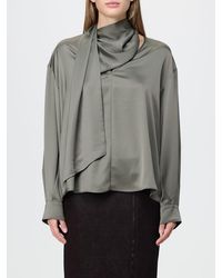 Pinko - Satin Blouse With Pussy-Bow Neck, Long Sleeves And Dropped Shoulders - Lyst