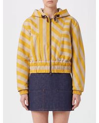 Fendi - Striped Cotton And Linen Hooded Bomber Jacket - Lyst