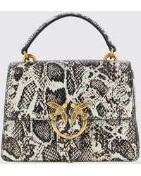 Pinko - Love Bag One Python-Print Leather Mini Handbag With Logo - Lyst