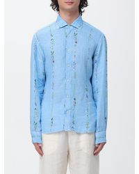 120% Lino - Linen Shirt With Floral Embroidery - Lyst