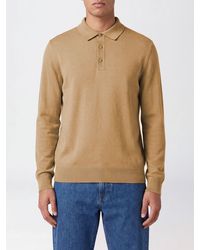 BOSS - Long-Sleeved Knit Polo Shirt - Lyst