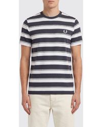 Fred Perry - Striped Cotton T-Shirt With Logo - Lyst