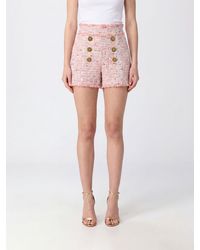 Balmain - High-Waisted Tweed Shorts With Abstract Pattern And Buttons - Lyst