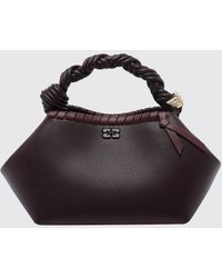 Ganni - Bou Handbag With Braided Handle, Logo, And Contrast Stitching - Lyst