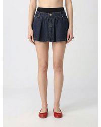 7 For All Mankind - Cotton Denim Mini Skirt - Lyst