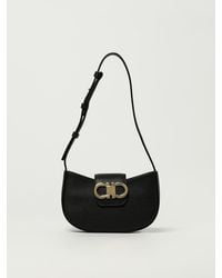 Ferragamo - Schwarze Schultertasche Mit Umschlag - Lyst