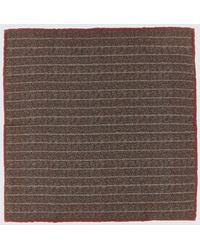Brunello Cucinelli - Gestreiftes Einstecktuch Aus Reiner Seide Mit Logo - Lyst